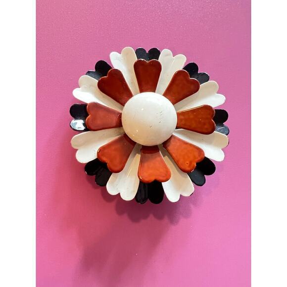 Vintage metal flowers brooch - Picture 3 of 3